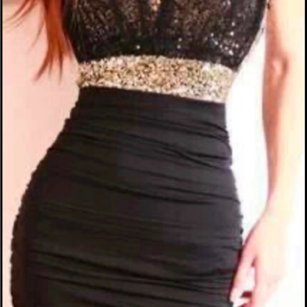 Elegant Black and Gold Women's Dress